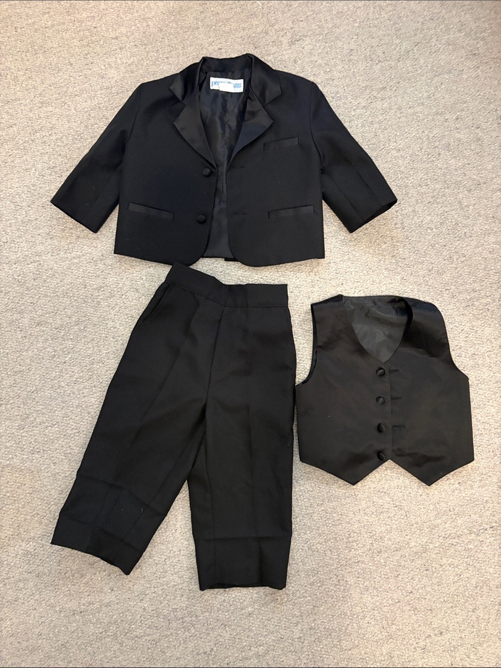 Classic Black Kids Three-Piece Matching Tux Suit Set